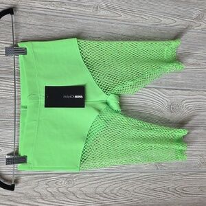Fashion Nova Bright Neon Green Fishnet Y2K Biker Shorts Womens Size XS NWT